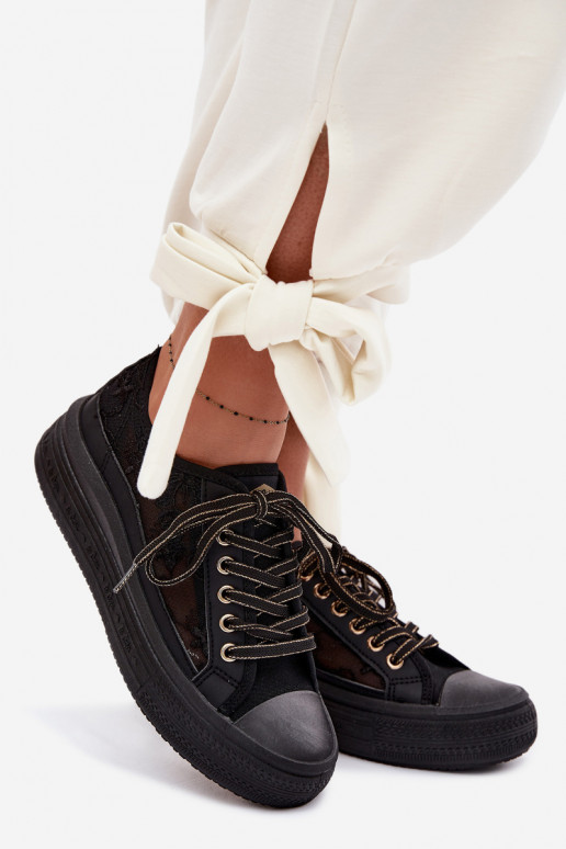 Bežná obuv s čipkou s platformou Lee Cooper LCIN-26-44-4479 čierna