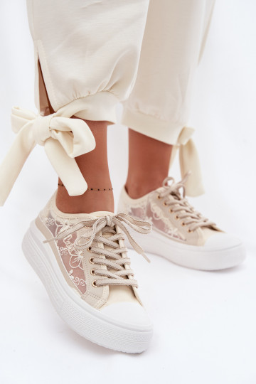 Bežná obuv s čipkou s platformou Lee Cooper LCIN-26-44-4481 béžová 2