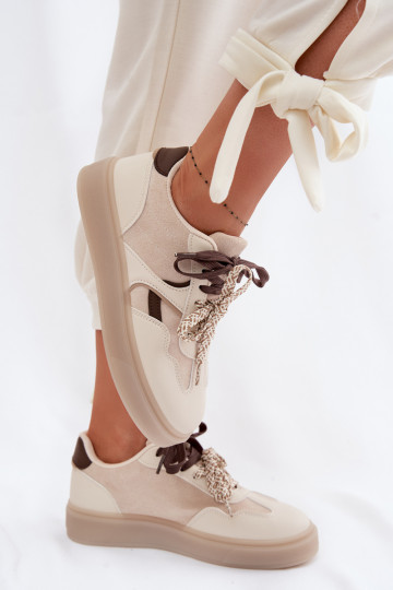 Tenisky model obuvi DámskePodInójnymi SznuróInkami slonovina Relisa