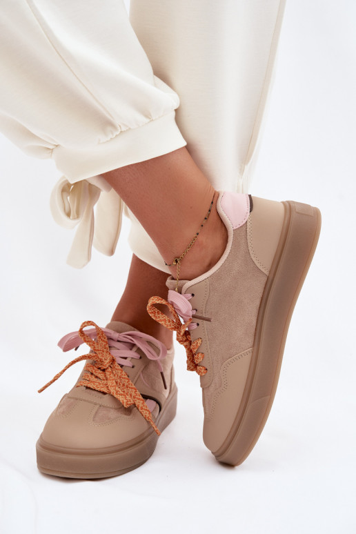 Tenisky model obuvi DámskePodInójnymi SznuróInkami Hnedá farba Relisa