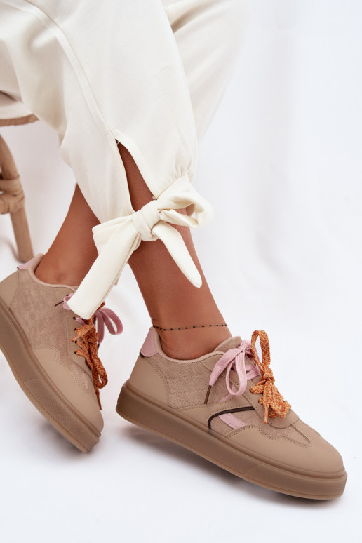 Tenisky model obuvi DámskePodInójnymi SznuróInkami Hnedá farba Relisa