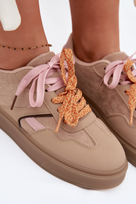 Tenisky model obuvi DámskePodInójnymi SznuróInkami Hnedá farba Relisa