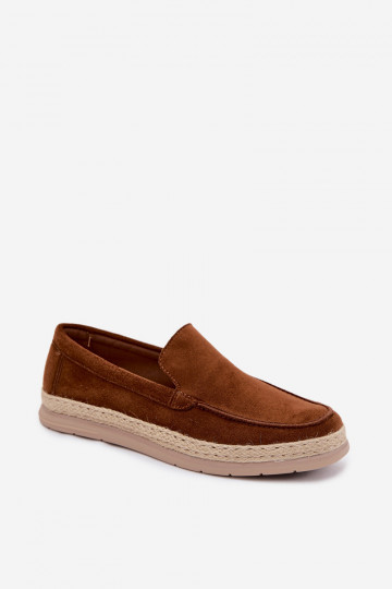 Pánske mokasíny espadrilky hnedé Rexton