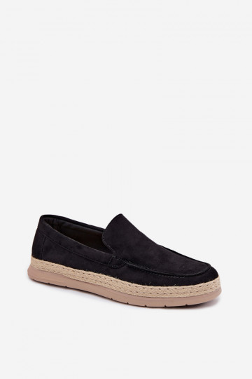 Pánske mokasíny espadrilky čierne Rexton