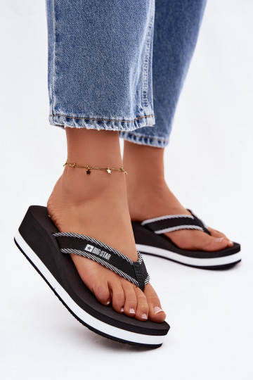 Papuče Plážové šľapky Dámske s platformou Big Star NN274A727 čierna 2