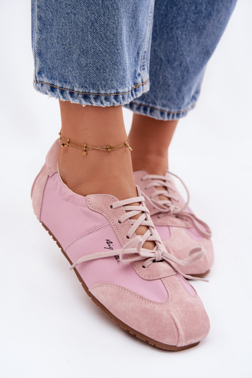 zo semišu Tenisky model obuvi Nízke dámske Big Star TT274600 Ružová