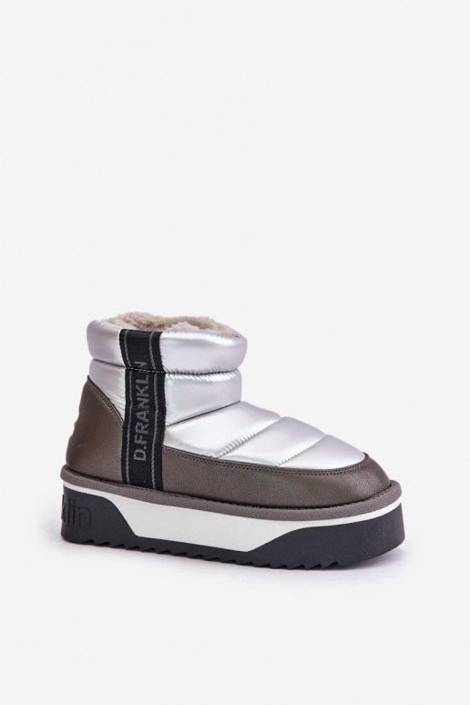 Nízka Snehule Zapnuté hrubej podrážke D.Franklin DFSH371010 strieborná farba
