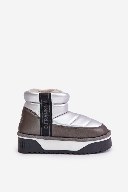 Nízka Snehule Zapnuté hrubej podrážke D.Franklin DFSH371010 strieborná farba