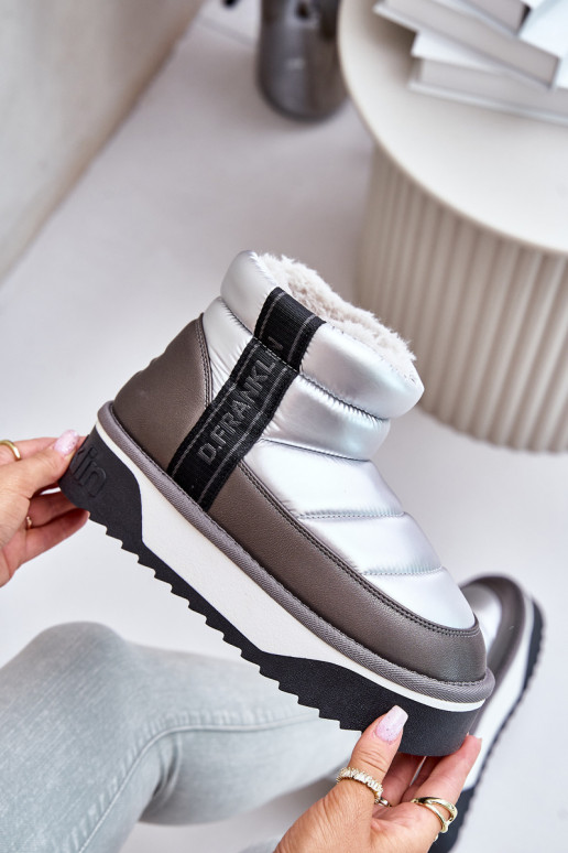 Nízka Snehule Zapnuté hrubej podrážke D.Franklin DFSH371010 strieborná farba