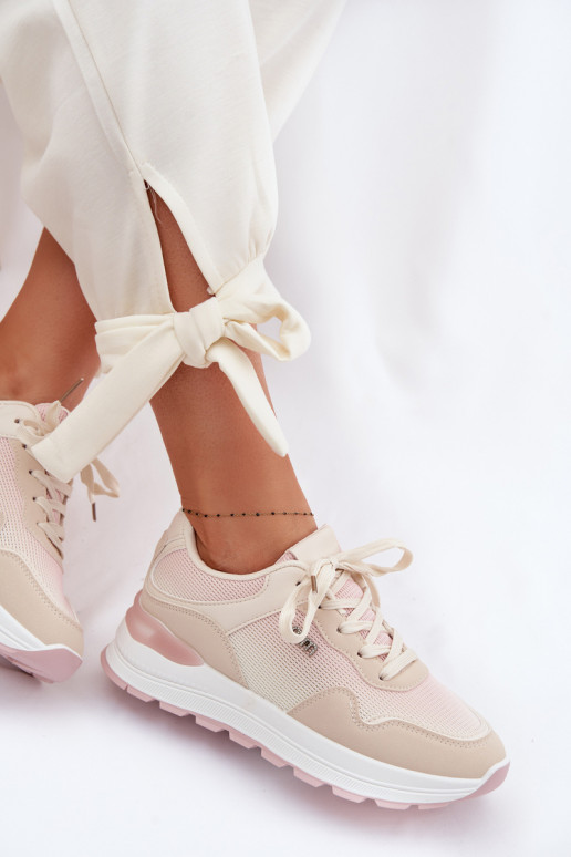 Tenisky model obuvi Dámske s platformou béžová Lelmira