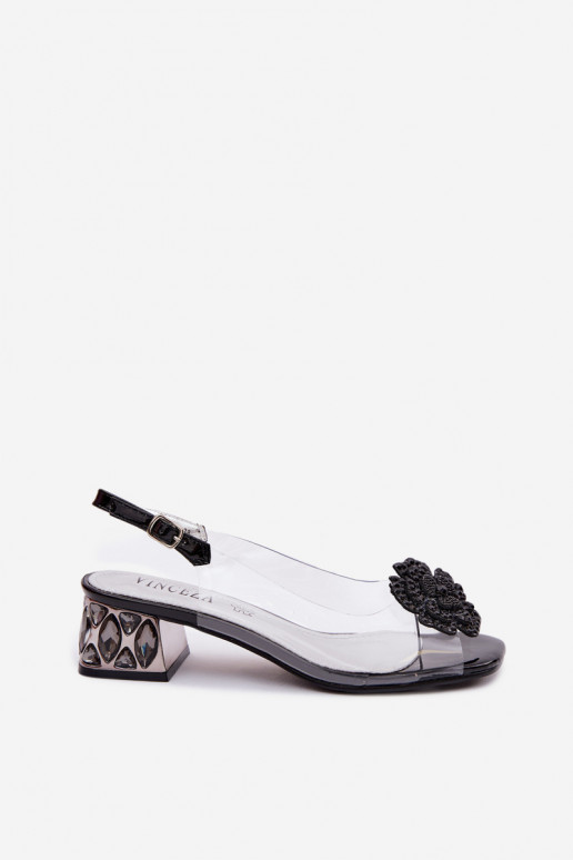 sandále Perregimi Zapnuté Klocku so svietiacimi otvormi I s kvetmiem Vinceza 70122 čierna