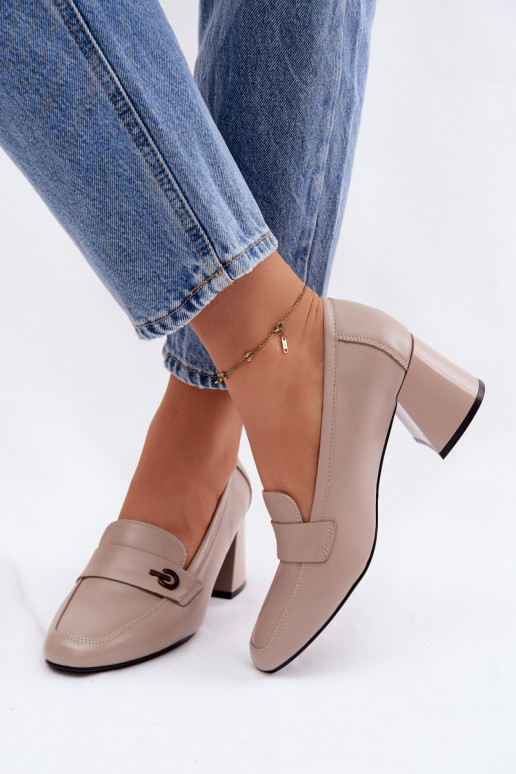 Kožené topánky Dámske s podpätkami Vinceza 18119 béžová