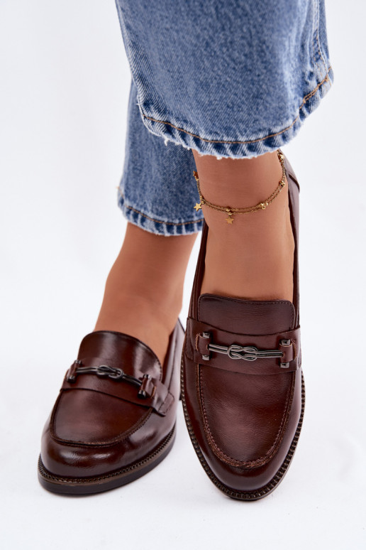 dámske mokasíny Kožené Vinceza 18132 Hnedá farba