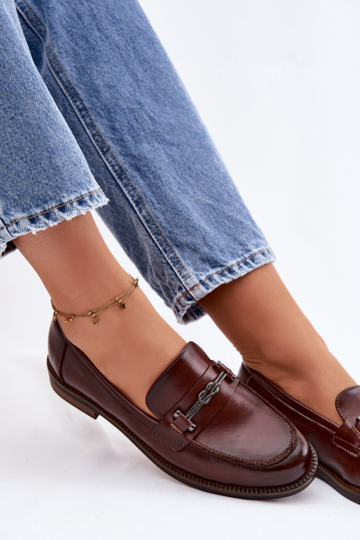 dámske mokasíny Kožené Vinceza 18132 Hnedá farba