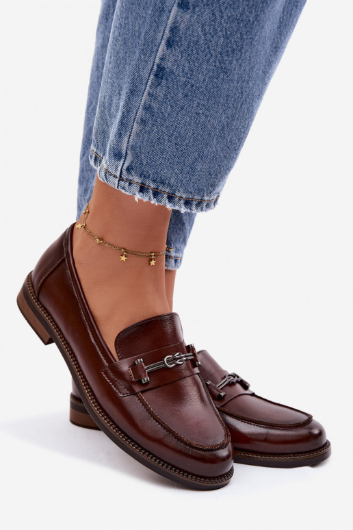 dámske mokasíny Kožené Vinceza 18132 Hnedá farba