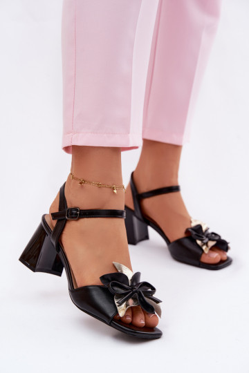 Dámske sandále na vysokom opätku S Ornatem Kvet Vinceza 20283 čierna 2