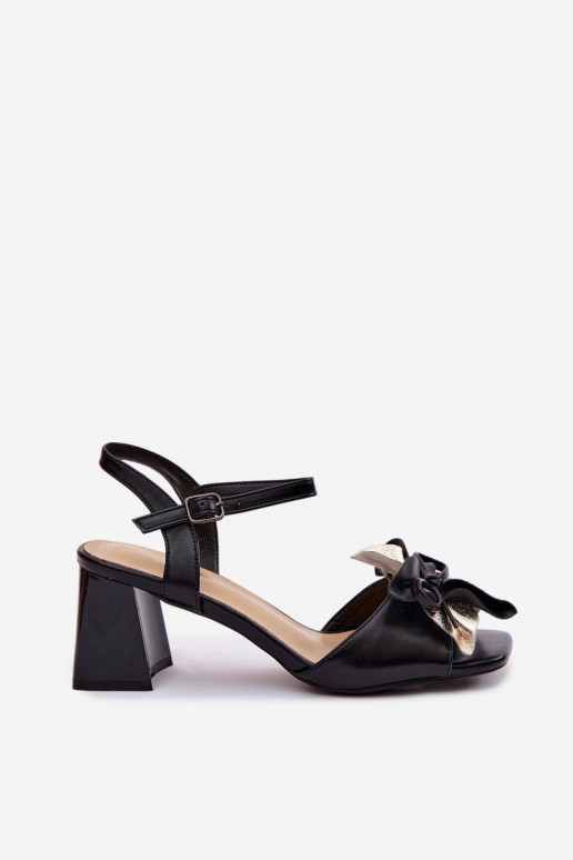 Dámske sandále na vysokom opätku S Ornatem Kvet Vinceza 20283 čierna