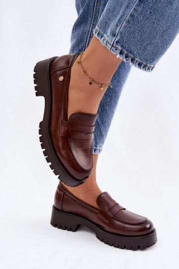 Kožené dámske mokasíny Vinceza 18125 Hnedá farba