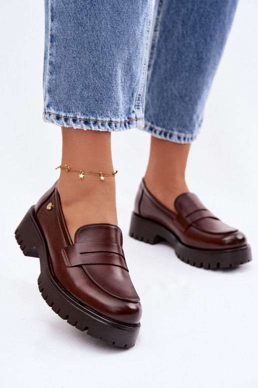 Kožené dámske mokasíny Vinceza 18125 Hnedá farba