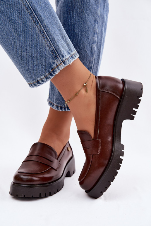 Kožené dámske mokasíny Vinceza 18125 Hnedá farba