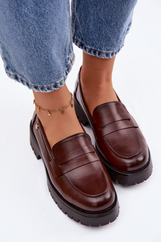 Kožené dámske mokasíny Vinceza 18125 Hnedá farba