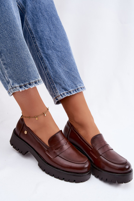 Kožené dámske mokasíny Vinceza 18125 Hnedá farba