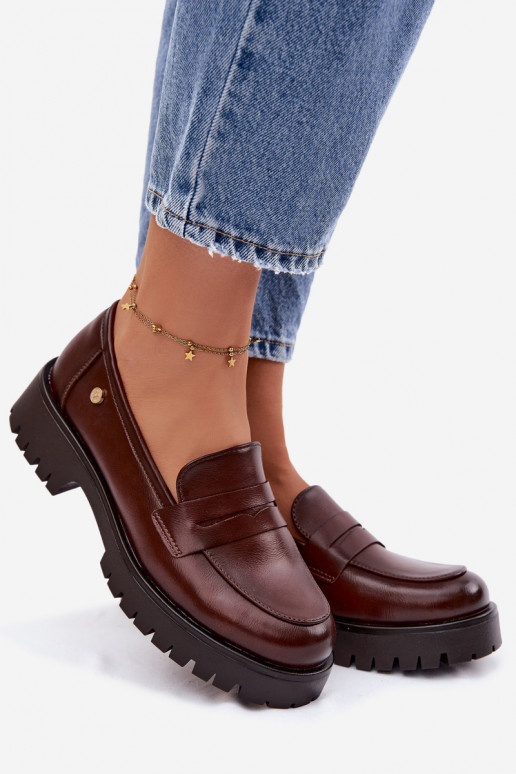 Kožené dámske mokasíny Vinceza 18125 Hnedá farba