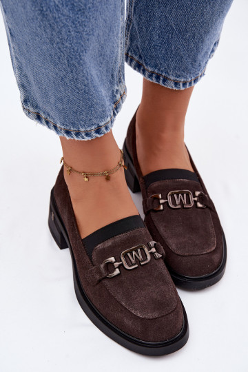 topánky dámske mokasínyZapnutéturalnego zo semišuu Zapnuté nízkom opätku Vinceza 18127 CzekoladoIne