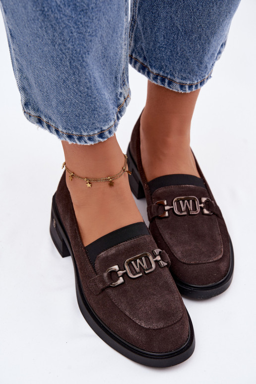 topánky dámske mokasínyZapnutéturalnego zo semišuu Zapnuté nízkom opätku Vinceza 18127 CzekoladoIne