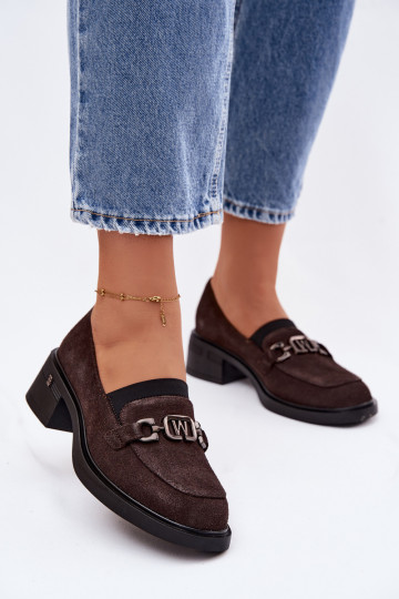 topánky dámske mokasínyZapnutéturalnego zo semišuu Zapnuté nízkom opätku Vinceza 18127 CzekoladoIne 2