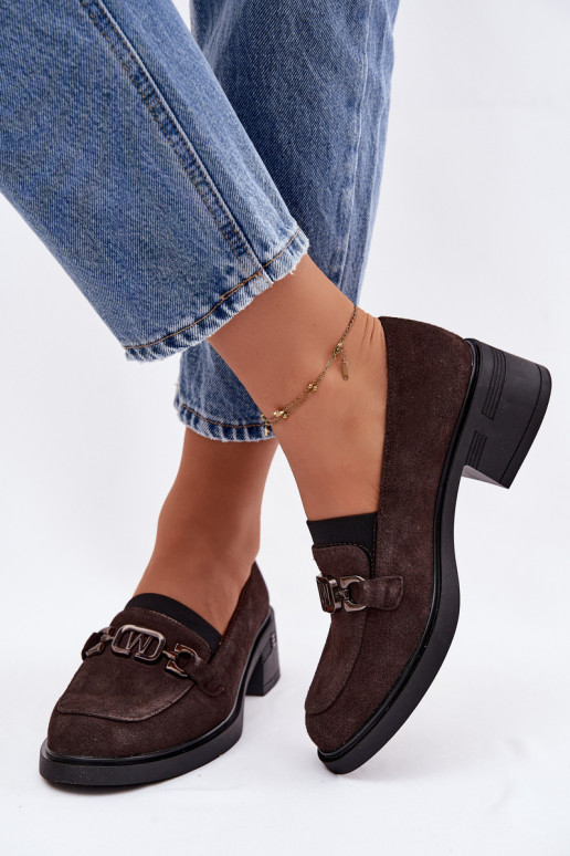 topánky dámske mokasínyZapnutéturalnego zo semišuu Zapnuté nízkom opätku Vinceza 18127 CzekoladoIne