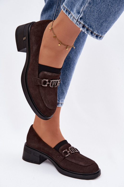 topánky dámske mokasínyZapnutéturalnego zo semišuu Zapnuté nízkom opätku Vinceza 18127 CzekoladoIne