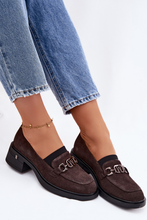 topánky dámske mokasínyZapnutéturalnego zo semišuu Zapnuté nízkom opätku Vinceza 18127 CzekoladoIne