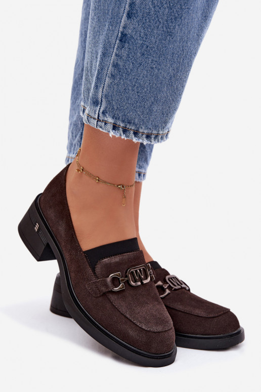 topánky dámske mokasínyZapnutéturalnego zo semišuu Zapnuté nízkom opätku Vinceza 18127 CzekoladoIne