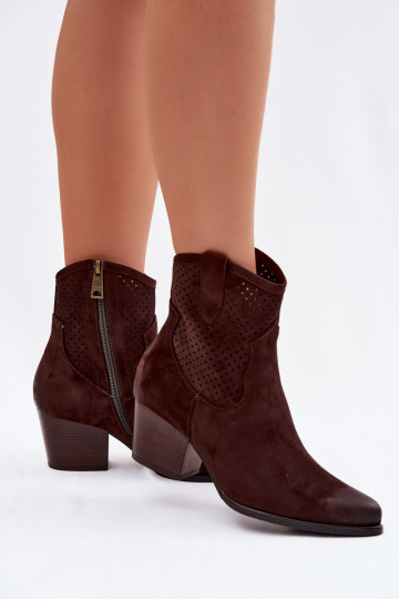 Prelamované čižmy kovbojský štýl Dámske s podpätkami Vinceza 58150 CzekoladoIne 2