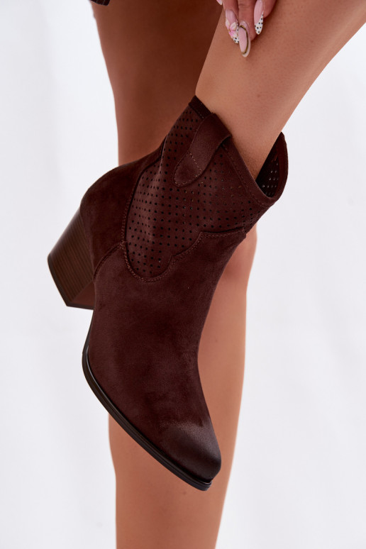 Prelamované čižmy kovbojský štýl Dámske s podpätkami Vinceza 58150 CzekoladoIne