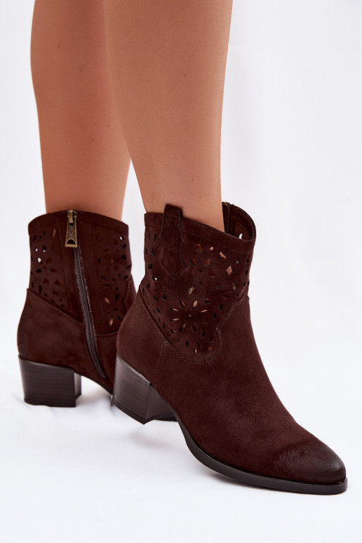 Prelamované čižmy Dámske s podpätkami Vinceza 58452 Czekolada