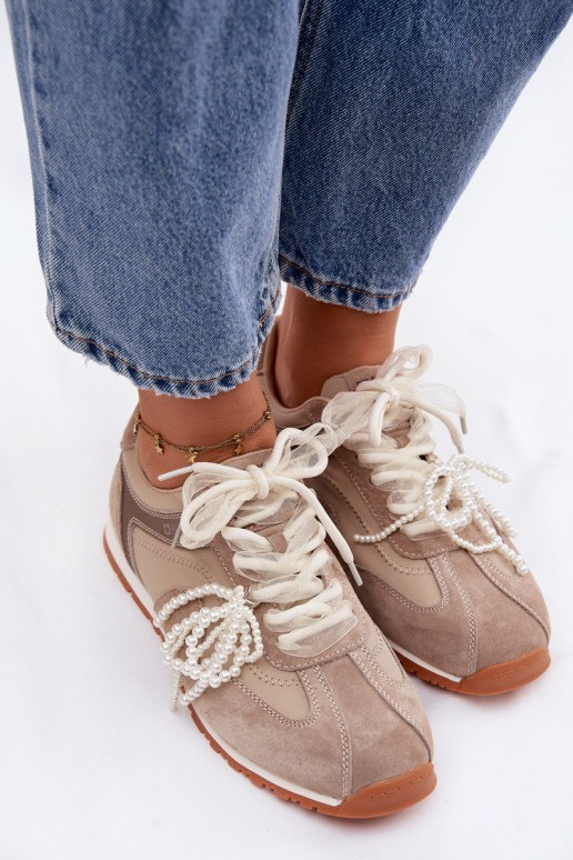 Kožené zo semišu Tenisky model obuvi Dámske Big Star TT274677 béžová