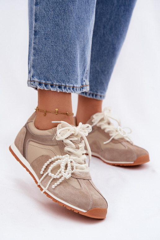 Kožené zo semišu Tenisky model obuvi Dámske Big Star TT274677 béžová