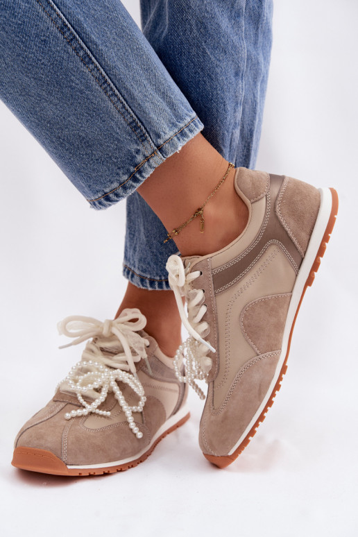 Kožené zo semišu Tenisky model obuvi Dámske Big Star TT274677 béžová