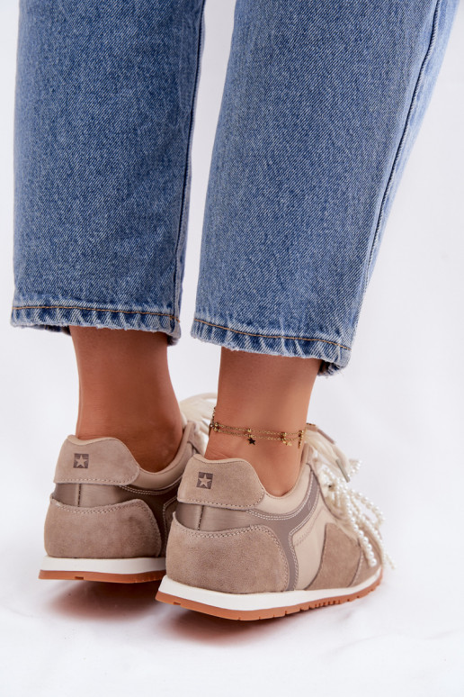 Kožené zo semišu Tenisky model obuvi Dámske Big Star TT274677 béžová