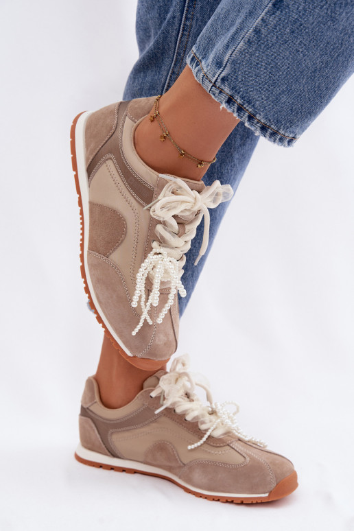 Kožené zo semišu Tenisky model obuvi Dámske Big Star TT274677 béžová