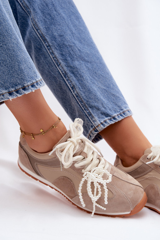 Kožené zo semišu Tenisky model obuvi Dámske Big Star TT274677 béžová