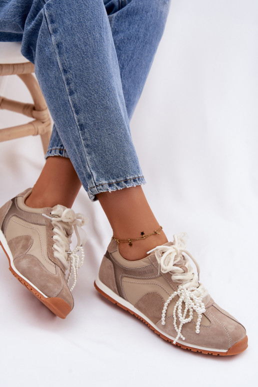 Kožené zo semišu Tenisky model obuvi Dámske Big Star TT274677 béžová