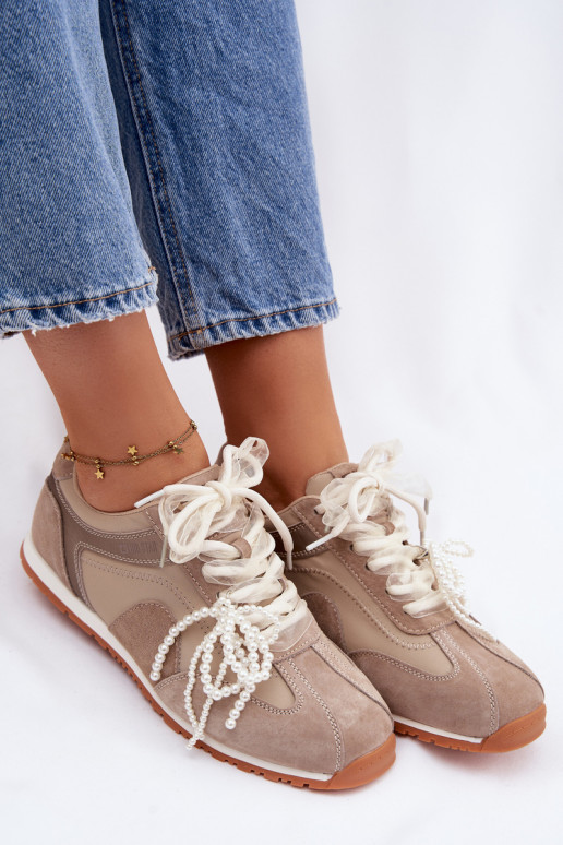 Kožené zo semišu Tenisky model obuvi Dámske Big Star TT274677 béžová