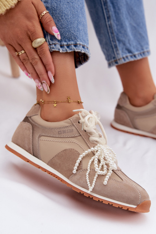 Kožené zo semišu Tenisky model obuvi Dámske Big Star TT274677 béžová