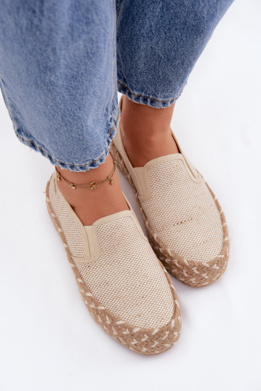 Espadrilky s platformou S vrkočom Lee Cooper LCIN-26-31-4332 béžová