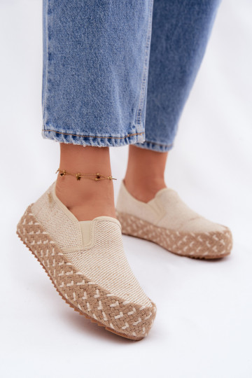 Espadrilky s platformou S vrkočom Lee Cooper LCIN-26-31-4332 béžová 2