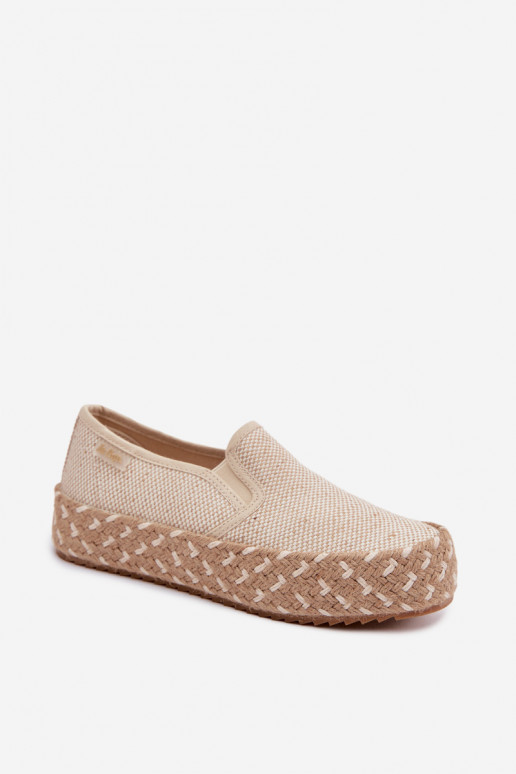 Espadrilky s platformou S vrkočom Lee Cooper LCIN-26-31-4332 béžová