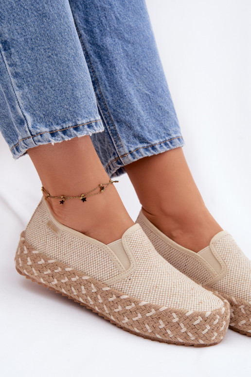 Espadrilky s platformou S vrkočom Lee Cooper LCIN-26-31-4332 béžová